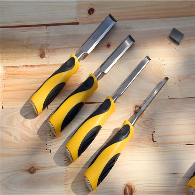 High Quality 4pcs/Set Carving 8mm/16mm/24mm/32mm Flat chisel gouge Chisel Woodworking Chisel Diy Tools Handle Hand
