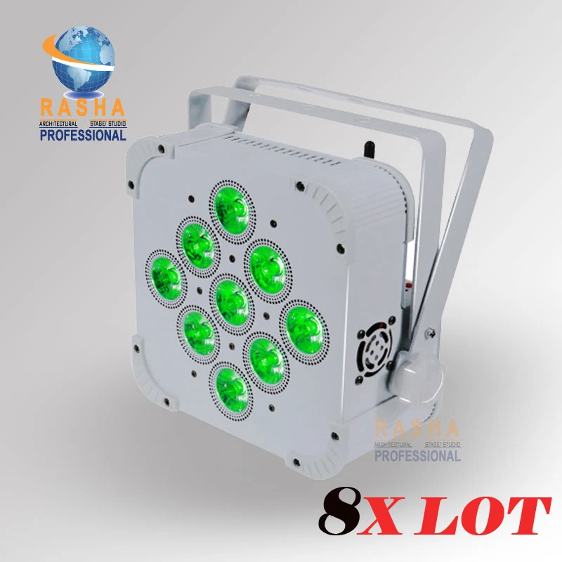 

8X Rasha Hex 9*18W 6in1 RGBAW+UV Built in Wireless DMX512 LED Flat Par Can,LED Profile Par Light,Disco Stage Light