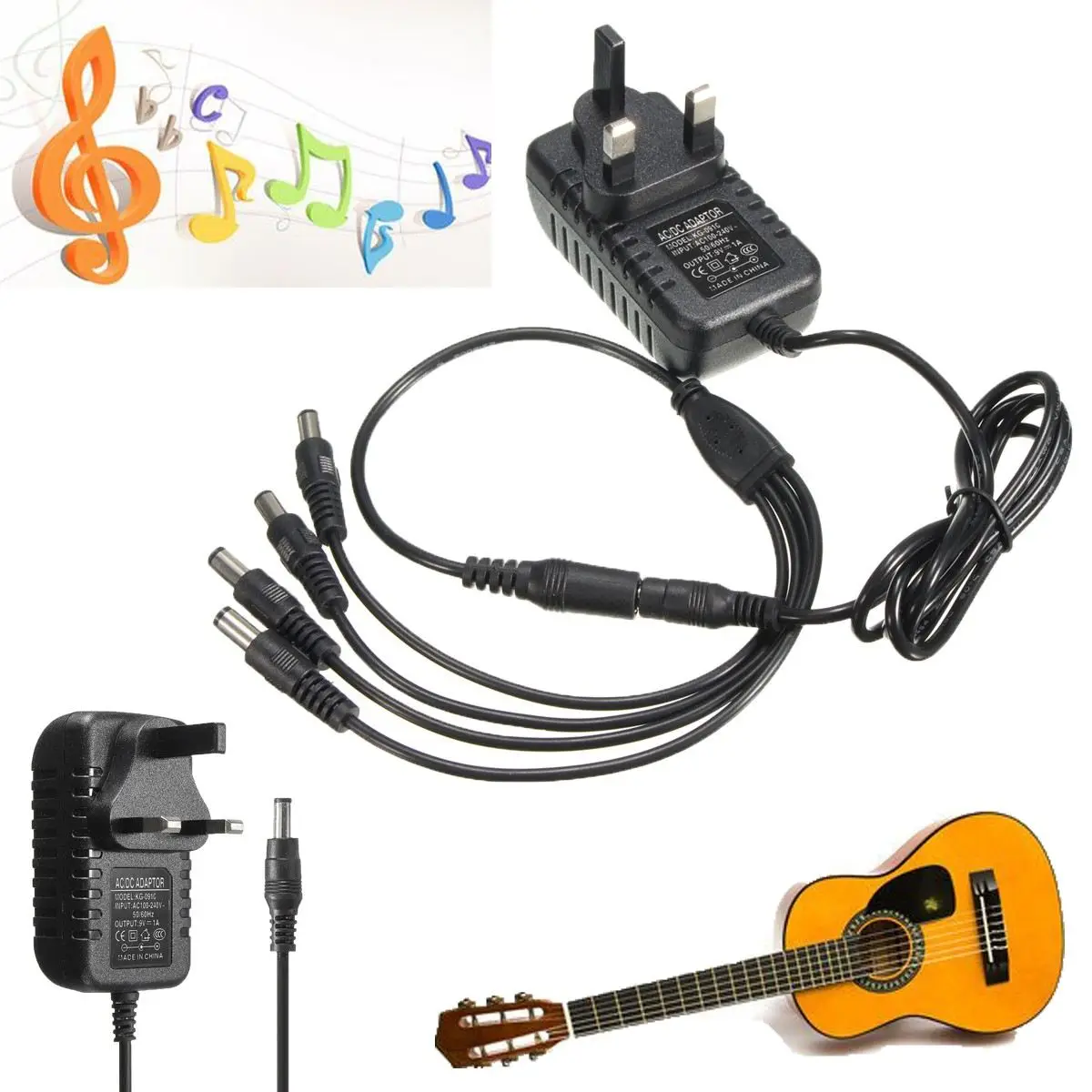 4 Way Daisy Chain Guitar Effects Pedal Board Power Supply PSU Adapter