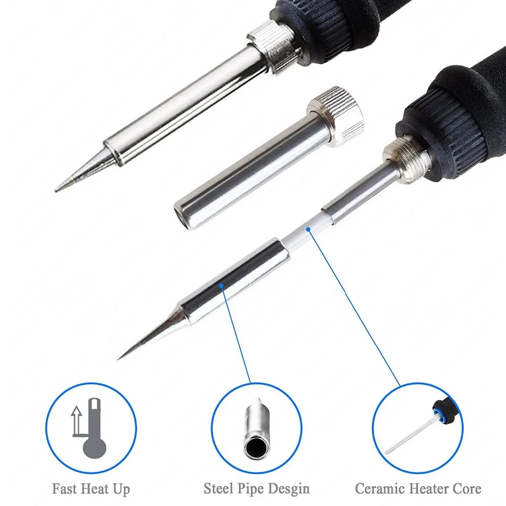 220V/110V 60W Adjustable Temperature Electric Soldering Irons Welding Solder Station Heat Pencil With 10pcs Tips EU Plug