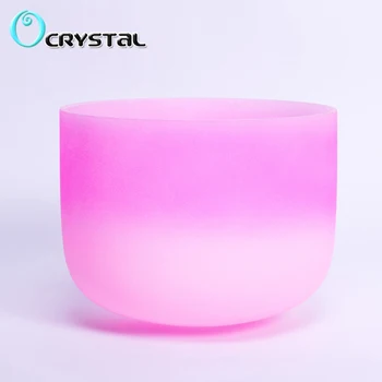 

8 Inch Rose Pink and Light Pink C D E F G A B Chakra Frosted Quartz Crystal Singing Bowl Meditation