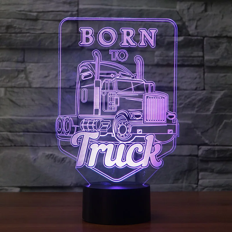 Kingchip Born to Truck светодиодный 3d-ночник светодиодные акриловые красочные огни голограмма дети атмосферная настольная лампа Usb светодиодный свет