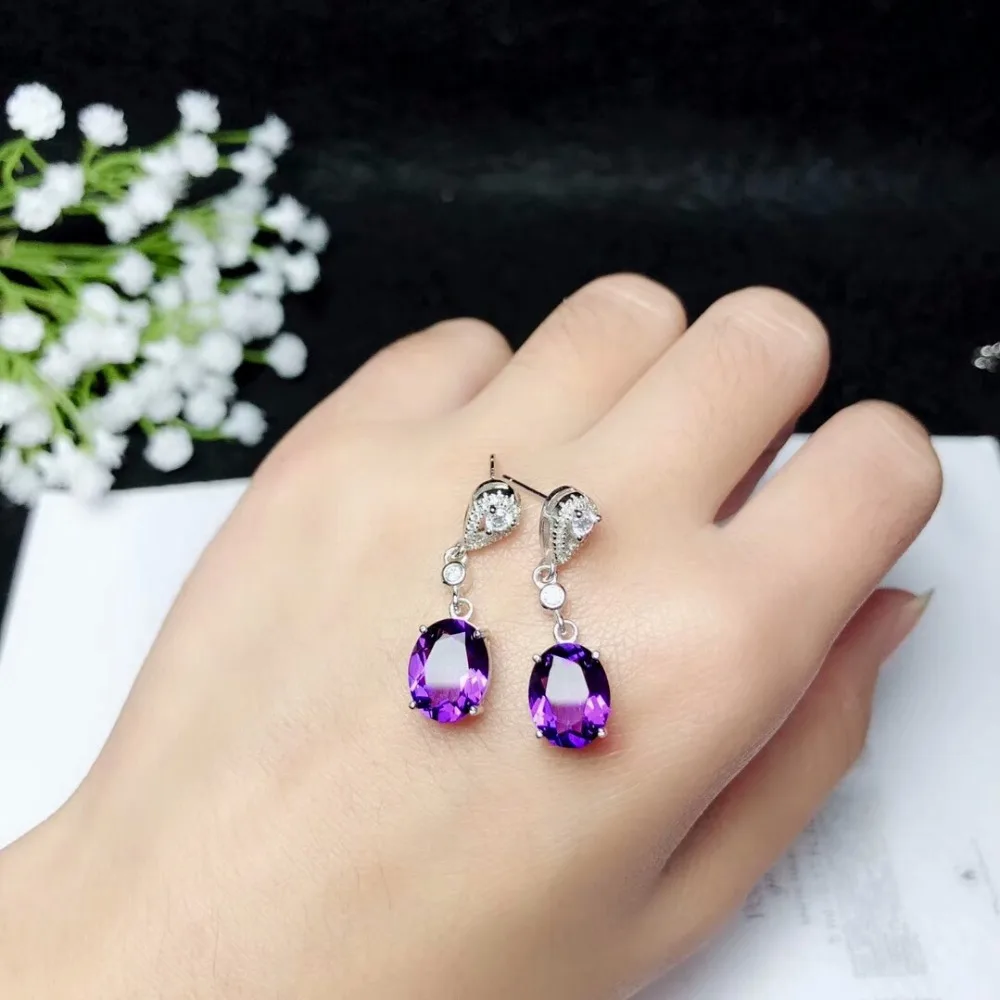 KJJEAXCMY fine jewelry 925 чистого серебра с аметистом женские серьги