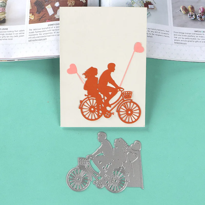 

DUOFEN METAL CUTTING DIES Valentines day lovers on bicycle stencil DIY Scrapbook Paper Album 2019 new