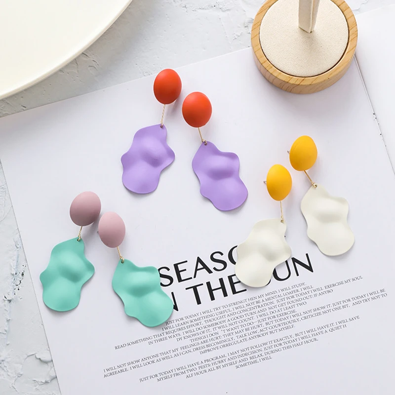 

Colorful Acrylic bump long earrings Color hemisphere irregular leaf drop dangle earrings woman fashion earrings 2019