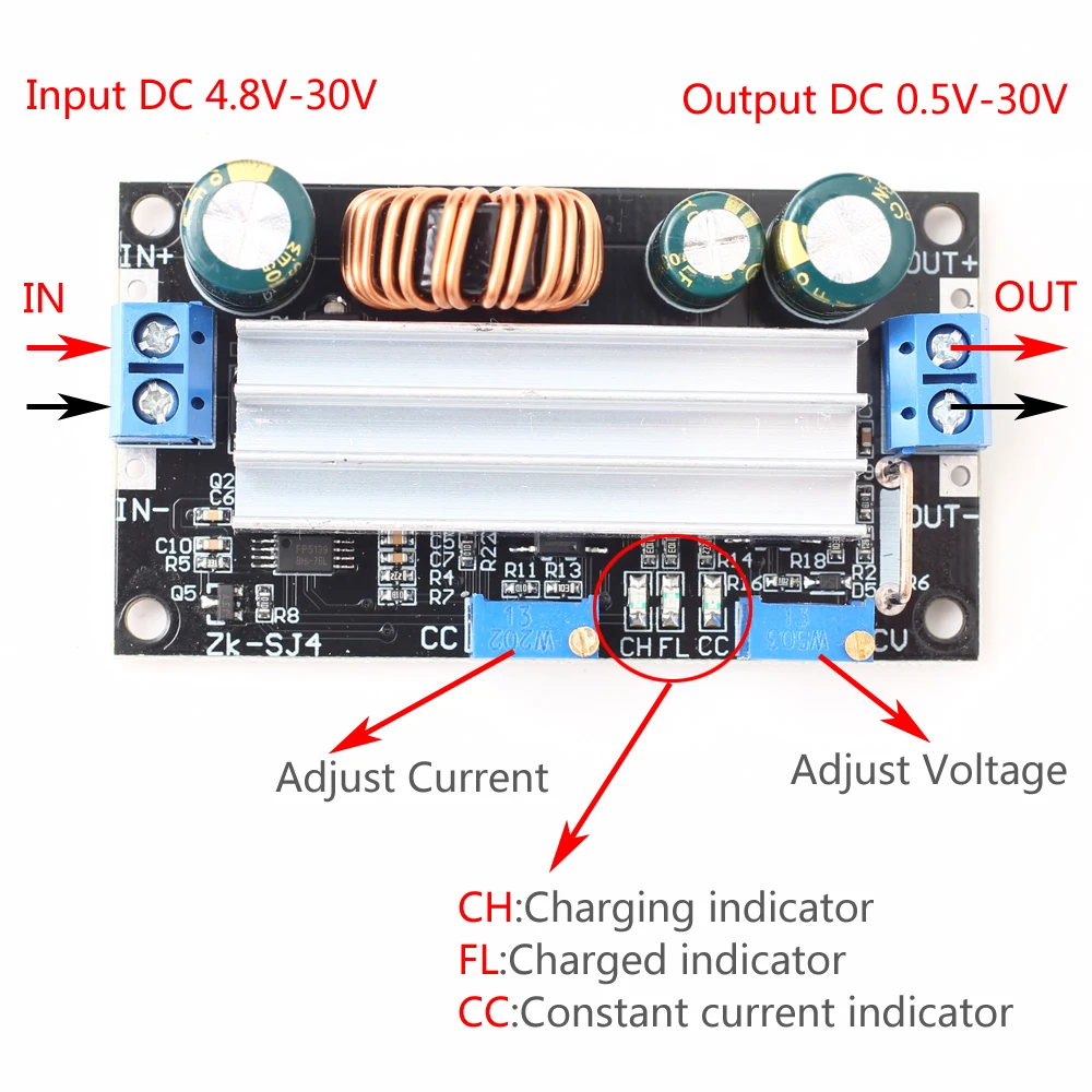 Напряжение постоянного тока повышающий понижающий преобразователь 4,8-30 в солнечное зарядное устройство контроллер зарядки Регулируемый повышающий/понижающий автоматический модуль питания
