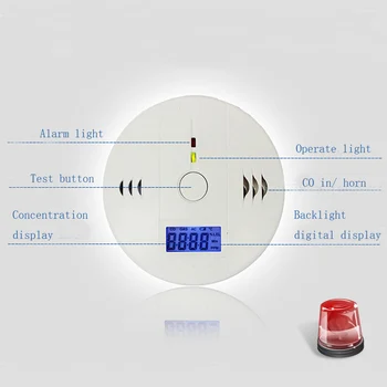 

Wireless Carbon Monoxide CO Gas Detector Alarm Sensors Digital Backlight LCD House Home Alarm Systems Security
