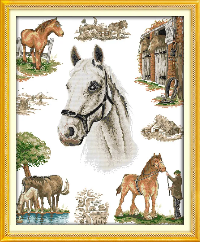 Home of Horse Counted Cross Stitching 11CT Printed 14CT Handmade Cross