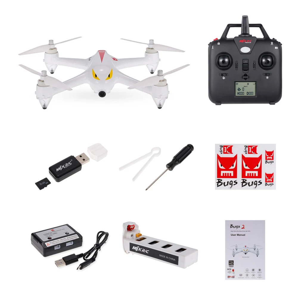 MJX Bugs 2C GPS RC Drone with Camera 1080P HD 2.4G 4CH 6-Axis Gyro Brushless Quadcopter Selfie Drone Quad Height Hold (2)