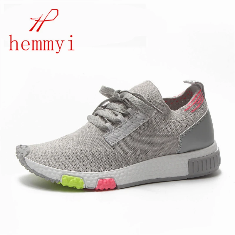 

Hemmyi 2018 Summer New Arrival Knitted Fabric Women Sneakers Basket Femme Designer Breathable Casual Shoes Tenis Feminino White