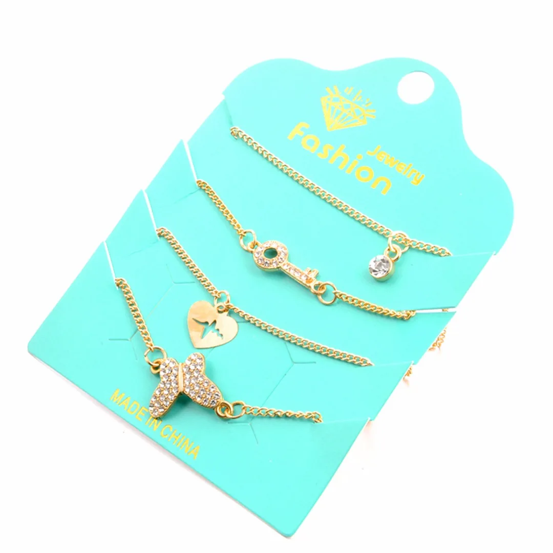 Fashion Jewelry Set 4pcs Crystal Butterfly Bracelet Heart ECG Necklace pulseira feminina Charming Summer Jewellery Gift