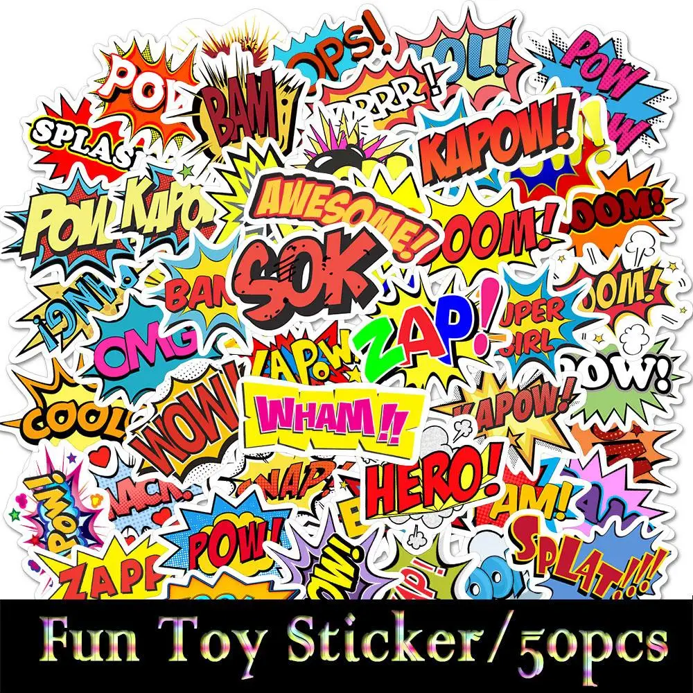 

50Pcs Fun Creative Text Bomb Stickers Pop Style Buzzword Sticker Toy for Skateboard Laptop Bike Fridge Gadget Gift To DIY Craft