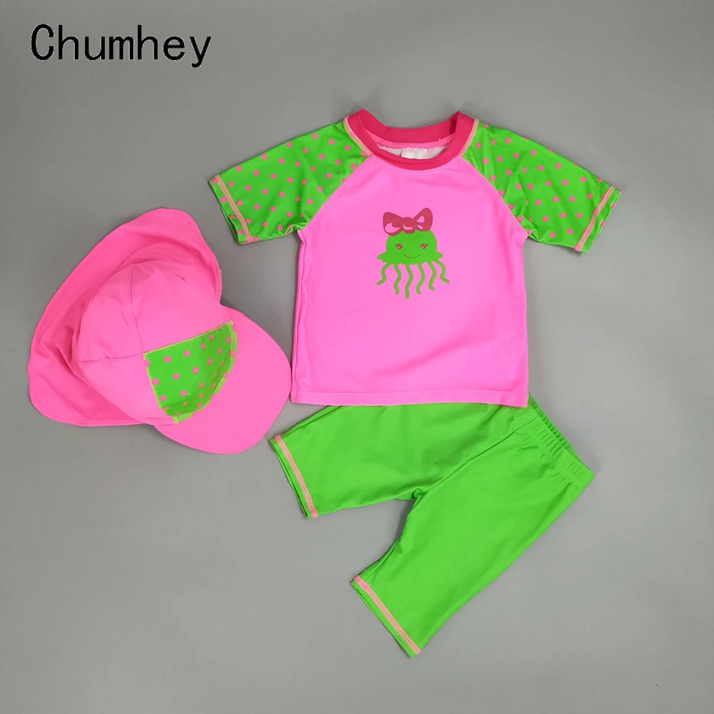 

12-18 Mon UV 50+ Infant Swimwear Baby Girls Three Pieces Swimsuit Rash Guards Babies Swimming Suit Bebe Surfing Suit Beach Wears