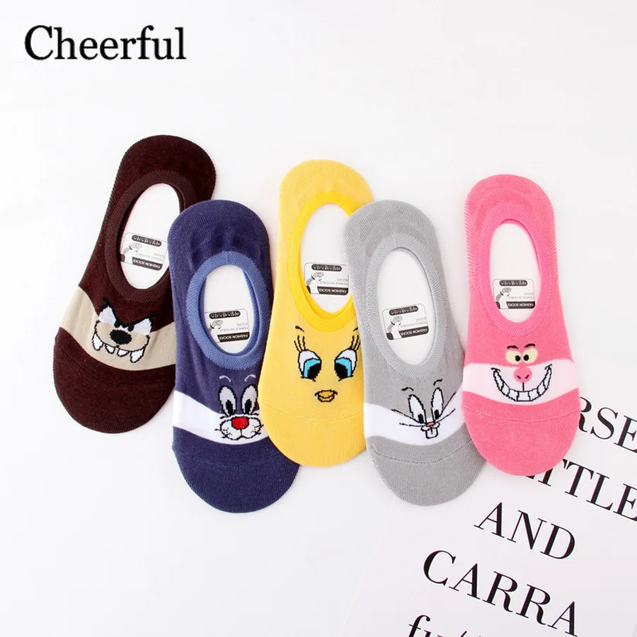 

New Print Mouse Boat Socks Cartoon Invisible Socks Japanese Cute No Show Socks Non-slip Popsockets Casual Fashion School Socks