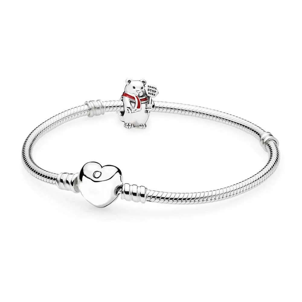 

925 Sterling Silver Christmas Polar Bear Bracelet Set fit DIY Original Charm Bracelets Women Jewelry A set of prices ny giants
