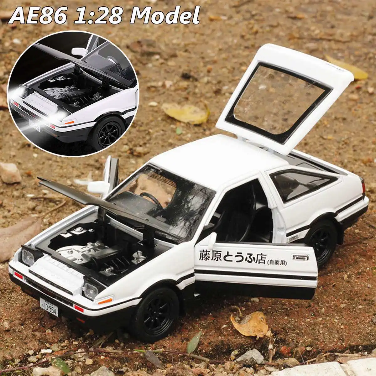 

Initial D AE86 1:28 Alloy Car Model Anime Cartoon Fast Furious With Pull Back Sound Light For Boy Toys