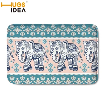

HUGSIDEA Elephant Door Mat Coral Fleece Floor Carpet Absorbent Entrance Doormat Anti-Slip Kitchen Carpets Bedroom Porch Rug
