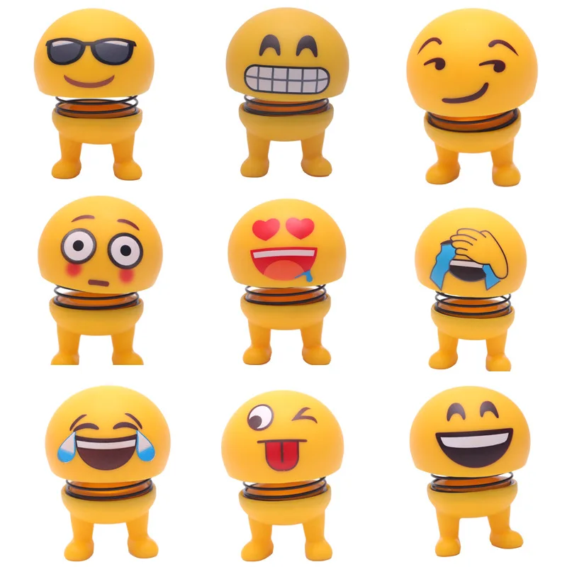 

Vehicle Express Pack Spring Doll Shaking Head Funny Creative Car Interior Spring Expression Doll Yellow
