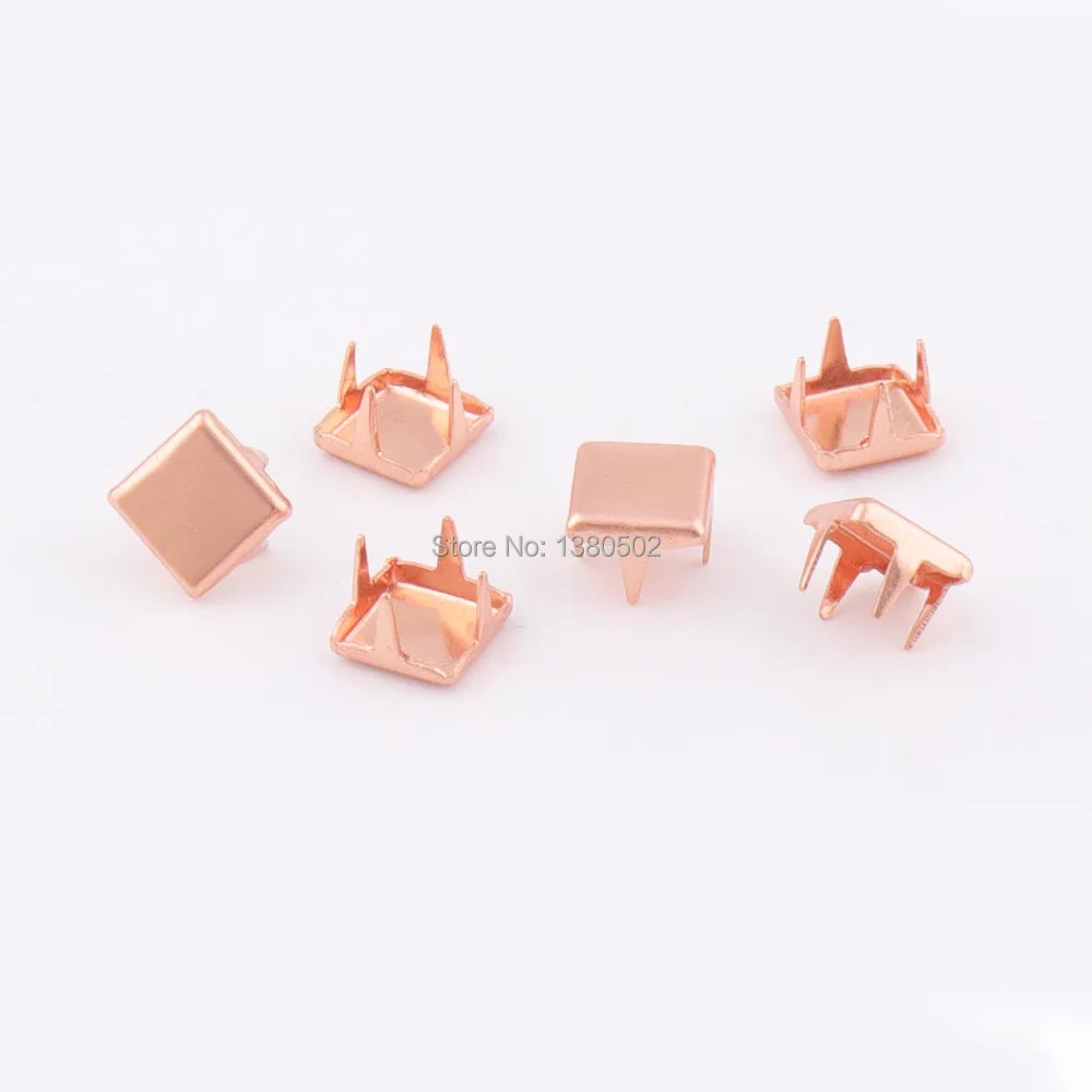 

50 pcs/lot rose gold color 7mm Square Garment Rivets Stud DIY Decorative Rivet for leather craft bag accessories