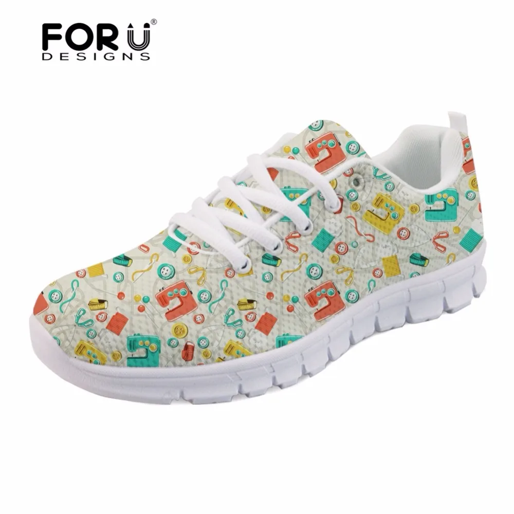 

FORUDESIGNS Casual Brand Women's Flats Shoes Sneakers Women 3D Busy Quilter Print Casual Breathable Fashion Shoes Zapatos Mujer