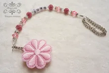 Персонализированные-Любое имя Принцесса розовый цветок Bling Индивидуальные pacifier клипы/соска сеть держатель Манекен клип/Прорезыватели Для Зубов клип ребенка