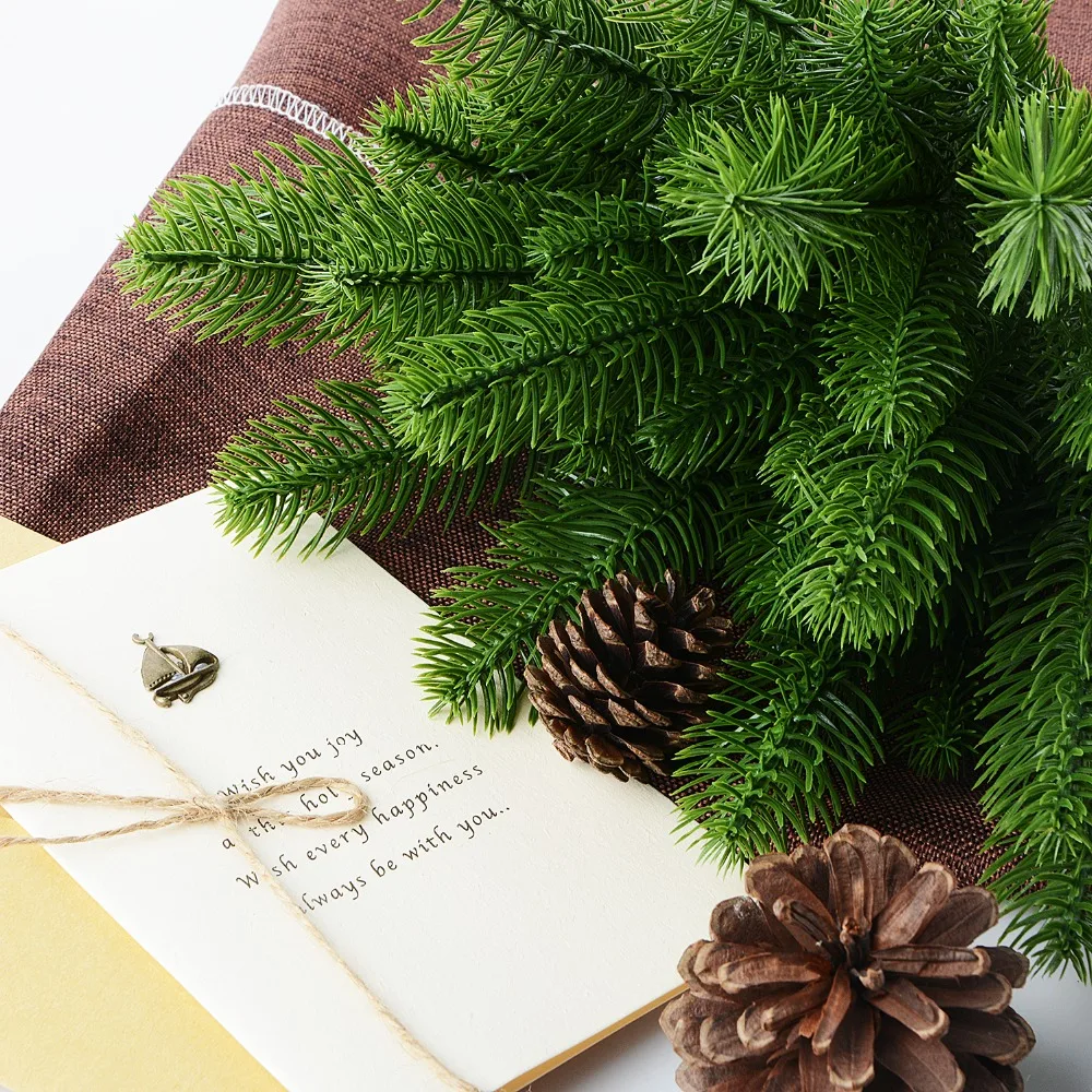 Искусственные сосновые ветки, пластиковые сосновые листья для украшения рождественской вечеринки, искусственные листва, искусственный цветок, сделай сам, рукоделие, венок