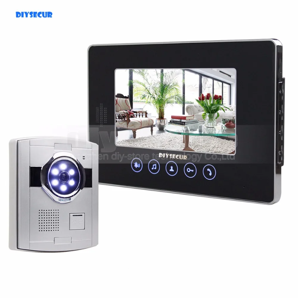 

DIYSECUR 7" Color Video Door Phone Intercom 700TVL LED Sensor Camera 1V1