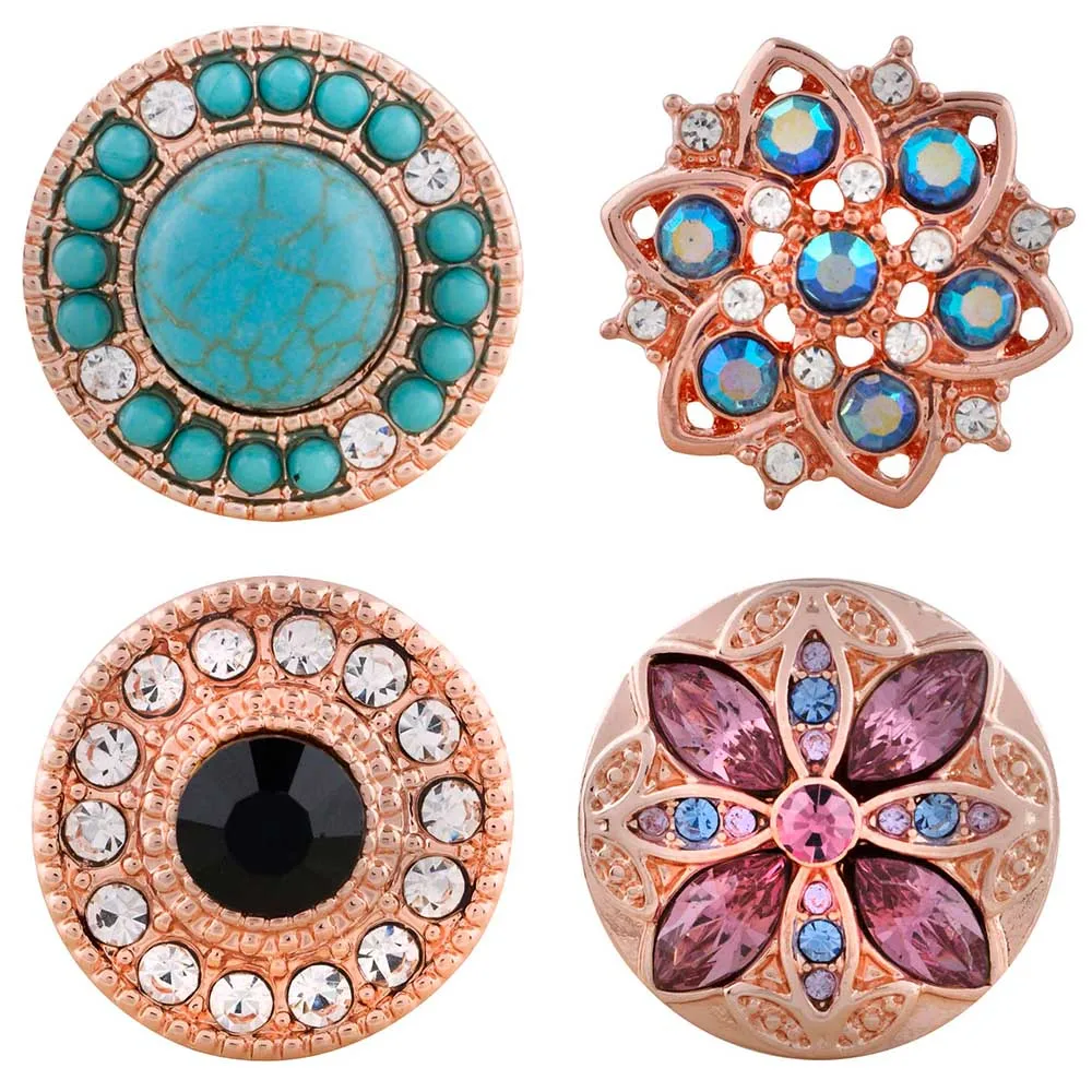 

5Pcs Top Quality Mix Rose Gold Snaps jewelry 18mm Snap Button Fit Choker Buttons Watch Button Bracelets for women Snaps Jewelry