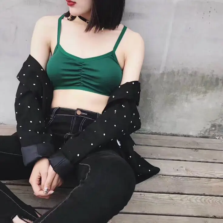 Women Sports Crop Tops Camis Solid Colors Strappy Padded Bra Tops Cotton Sport Brassiere