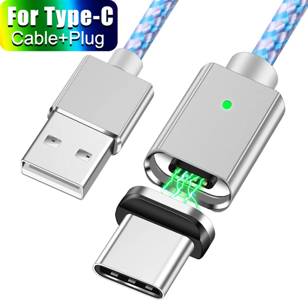 Олаф магнитное зарядное устройство USB кабель для передачи данных для iPhone Micro USB Type C мобильный телефон Быстрая зарядка магнит Зарядное устройство USB кабель 3 штекера - Цвет: Silver Type C Cable