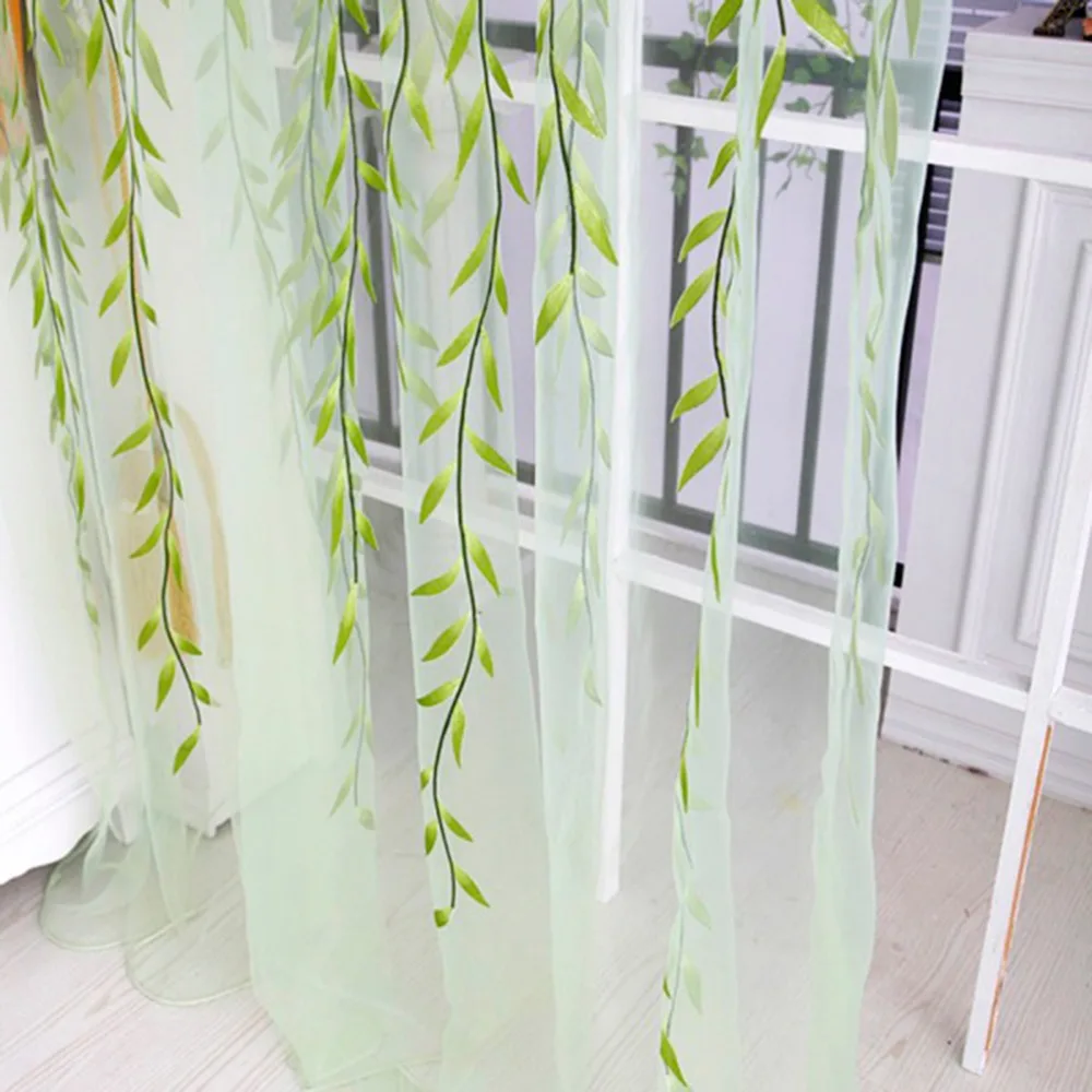 

Wholesale Willow leaf Tulles 3d Window Sheer Curtains for Living Room cortinas curtains for Bedroom Kitchen New sheers curtains