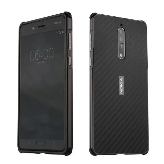 Best Luxury Hybrid Case for Nokia 6.1 6 2018 Hard Carbon fiber Coque Metal Bumper+PC Protective Back Cover Case For Nokia 7 Nokia 8