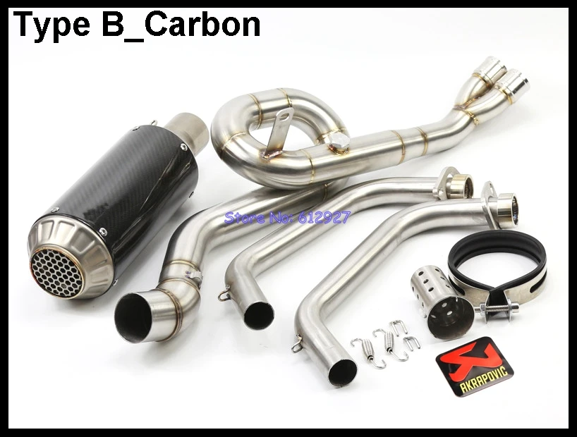 Motocicleta para mt-03 MT03 r25 R3 R30 de escape Sistema de carbono Fibra silenciador escape y conectar mediados tubo delantero (2014-2016)