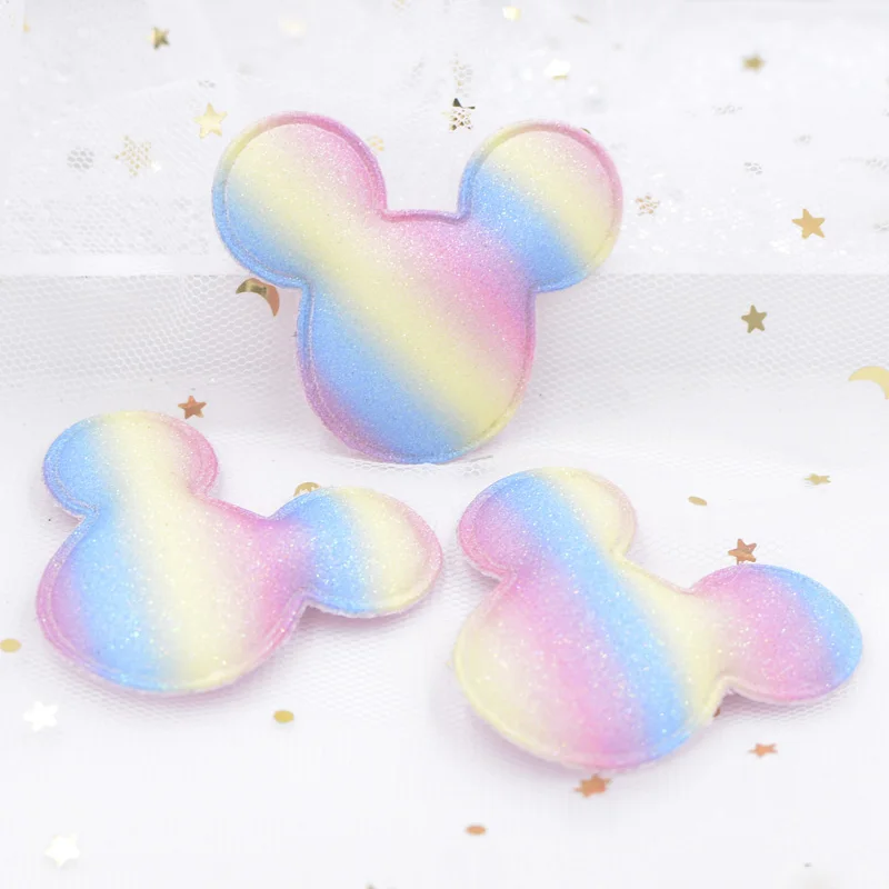 

8Pcs Fashion Glitter Hair BB Clip Decor Accessories Mickey Padded Appliqued for DIY Crafts Clothes Headwear Ornament Patches S30