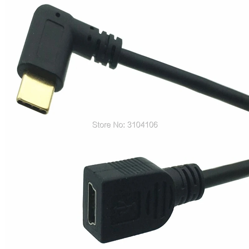 Зарядный кабель USB 0 25 Type C преобразователь м с двумя штекерами левый и правый угол