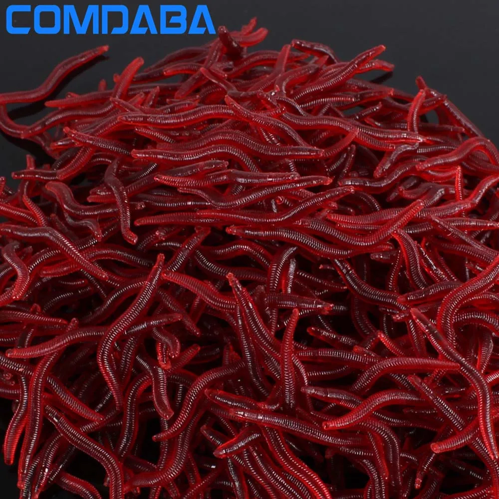 

Hot sale 1000Pcs/lot 3.8cm Simulation Earthworm red Worms Artificial Fishing Lure Tackle Soft Bait Lifelike Fishy Smell Lures