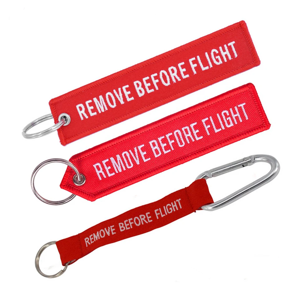 

3 Pcs/Lot Remove Before Flight Key Chains for Aviation Gifts Embroidery Customize keyring Special Key Tags Jewelry sleutelhanger