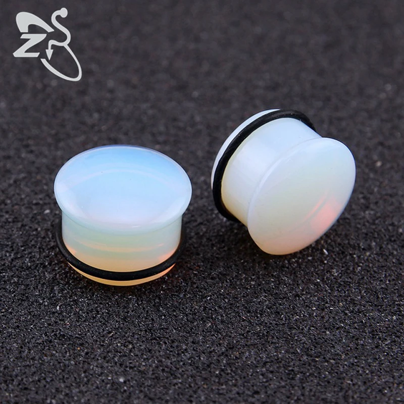 

5~18mm Opalite Plugs and Tunnels Natural Stone Ear Expander O-ring Ear Stretching Gauge Kit Piercing Body Jewelry Plug Tunnel