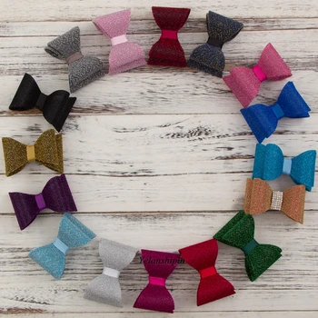 

50pcs/lot 16colors Hair Clip Luxe Gold Dust Hair Bows for Headbands Hair Clips Shiny Hard PVC Bow For Girls Hair Accessories DIY