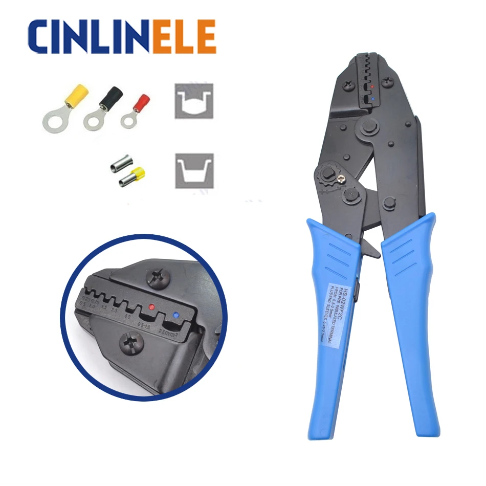 

HS-06WF2C 0.5-2.5 0.25-6mm 20-13AWG RV SV Terminals 0.25-6.0mm Bootlace VE Tube Crimp Pliers Multi Hand ToolsCrimping alicate