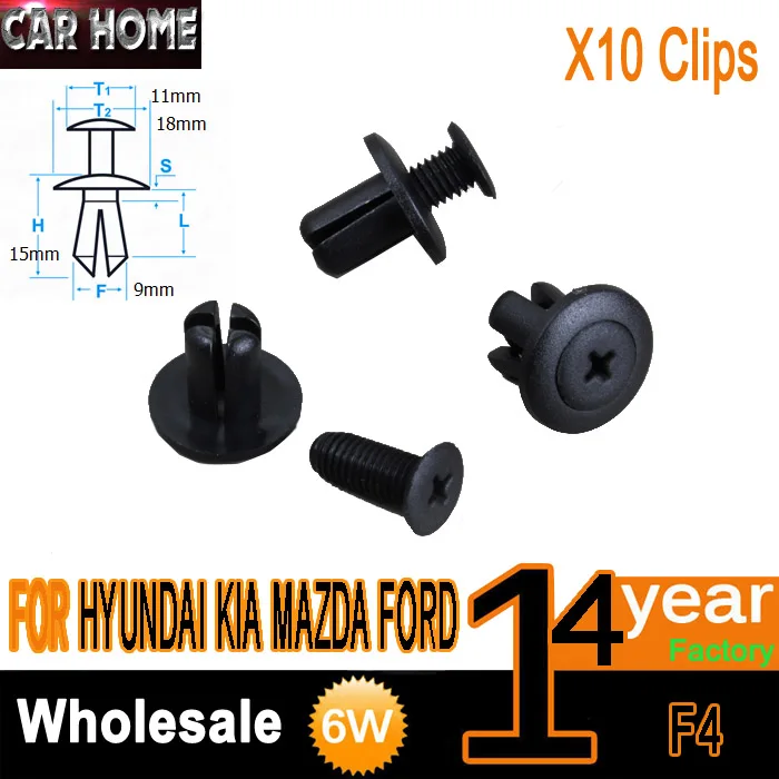 DOOR TRIM PANEL CLIPS FOR KIA HYUNDAI MAZDA FORD x10 BLACKin Auto