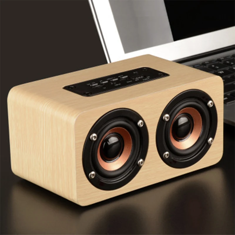 

Wooden Wireless Bluetooth 4.2 Speaker HIFI Wireless Dual Loudspeakers 3D Surround Retro Speaker Subwoofer Home Use Music Player