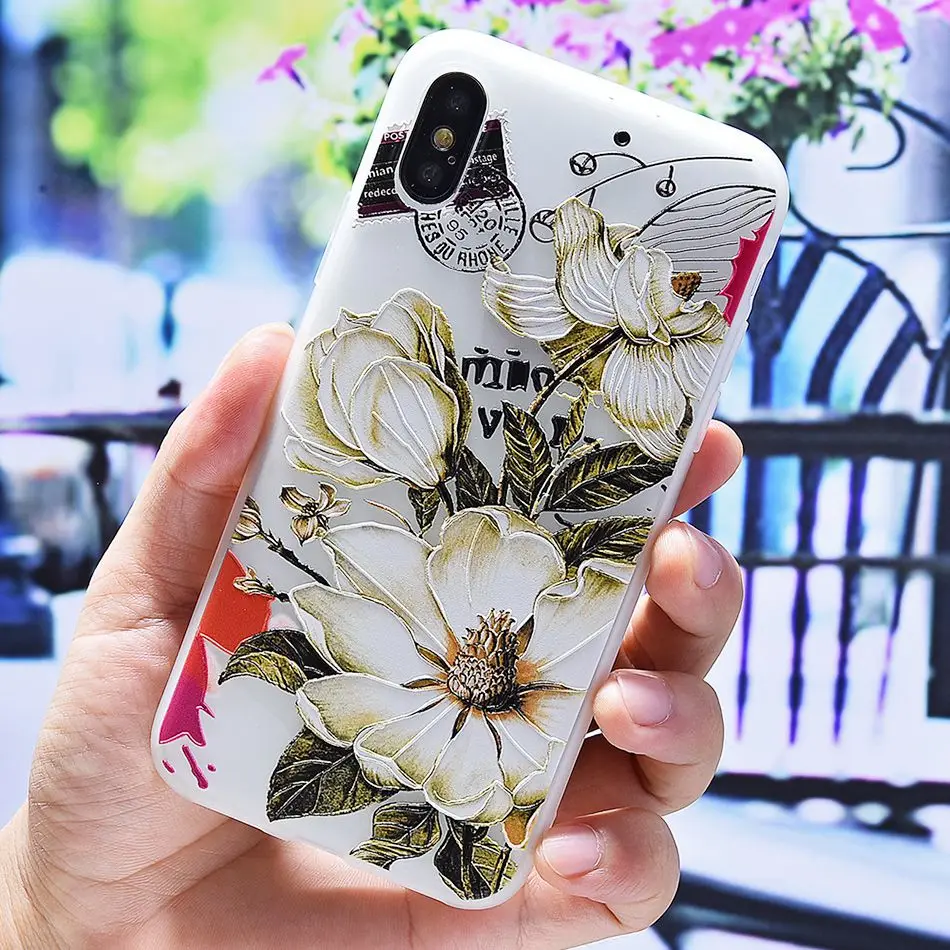 3D Silicone Relief Floral Case For iPhone XS Case For iPhone 2018 XS Plus Soft TPU Flower Matte Case Cover Phone Cases On        (14)