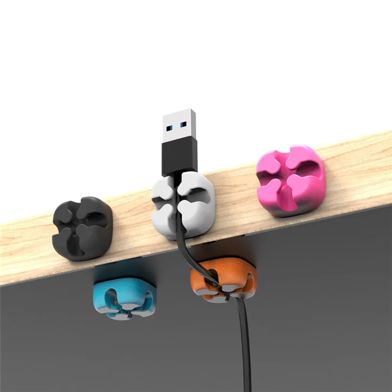 5PCS Cross Silicone Cable Hanger Wire Desktop Organizer Winder Management Headphone Cord Holder For iPhone Storage Decor 40MR2605