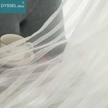 

Modern Colorful white grey Stripe Home decorative Sheer window Curtain pencil pleat Grommet for living room bedroom