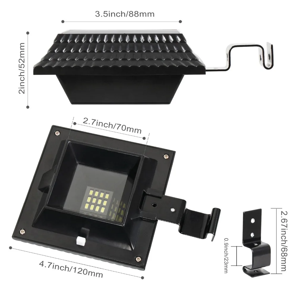 Lâmpada de Luz para Jardim ao ar Sensor ao ar Khlitec Solar Calha Livre Cerca Segurança Gramado Luz Lâmpadas Parede Iluminação 4 Pçs 12 Led 7 Khlitec 4 pçs 12 led solar calha
