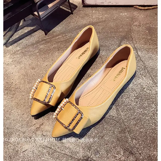 Korean Style Women's Flats Shoes Sexy Pointed Toe Metal Sequins Ballet