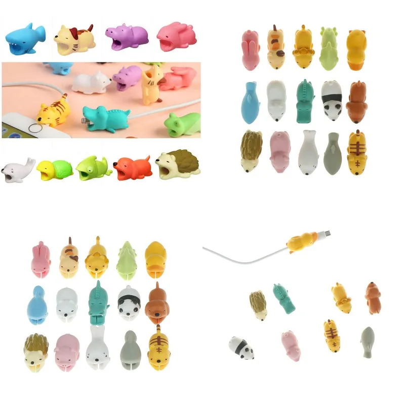 

Cartoon Animal Cable Bite Protector For Iphone Cable Winder Phone Holder Accessory Chompers Rabbit Dog Cat Animal Doll Model