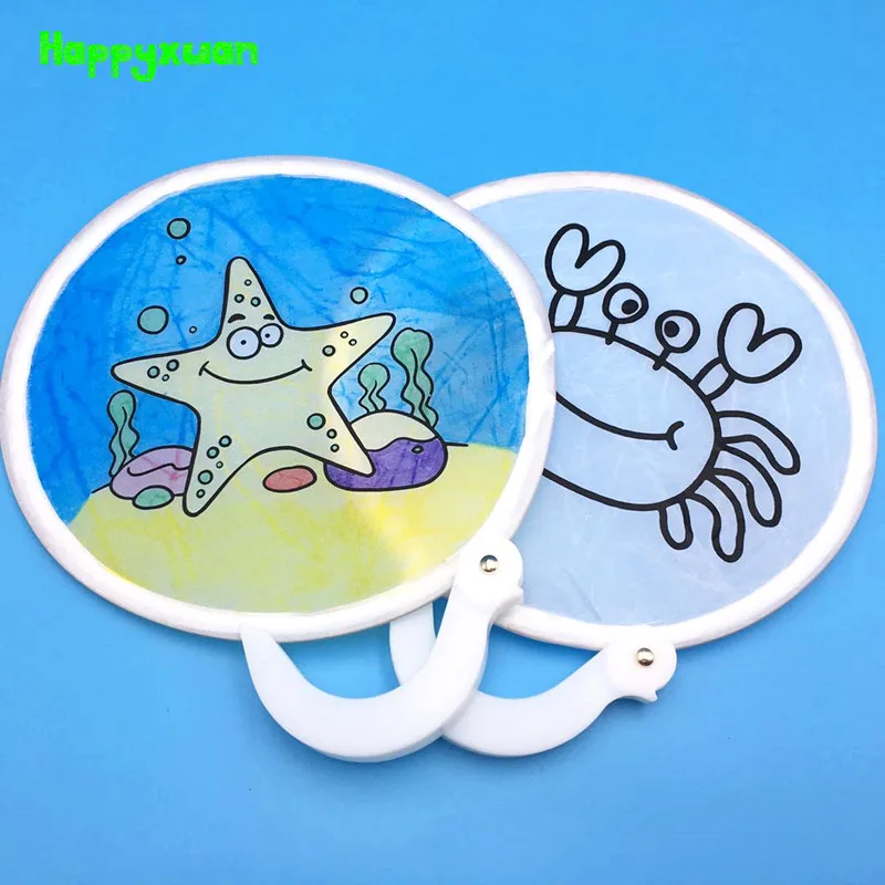 Happyxuan 8 шт./Партия DIY Детские ручные вентиляторы ткань круглый складной