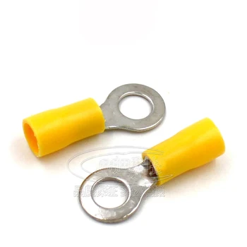 

100pcs/lot Cold Crimping Terminal 12-10 RV5.5-6 Round Pre-Insulated Tip Brass Crimp Electrical Terminal Yellow